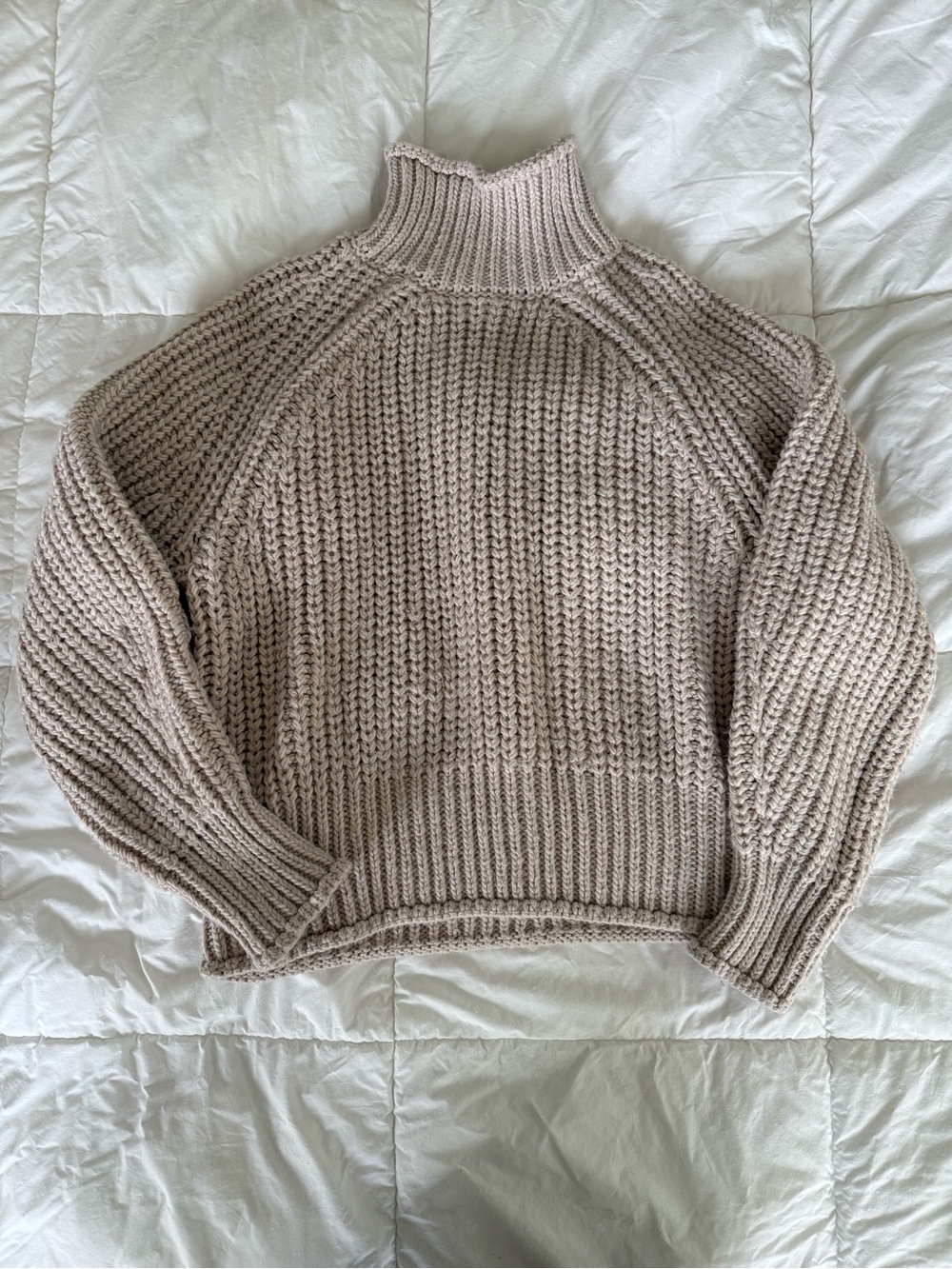H&M Women's Chunky Knit Turtleneck Sweater in Light Beige
